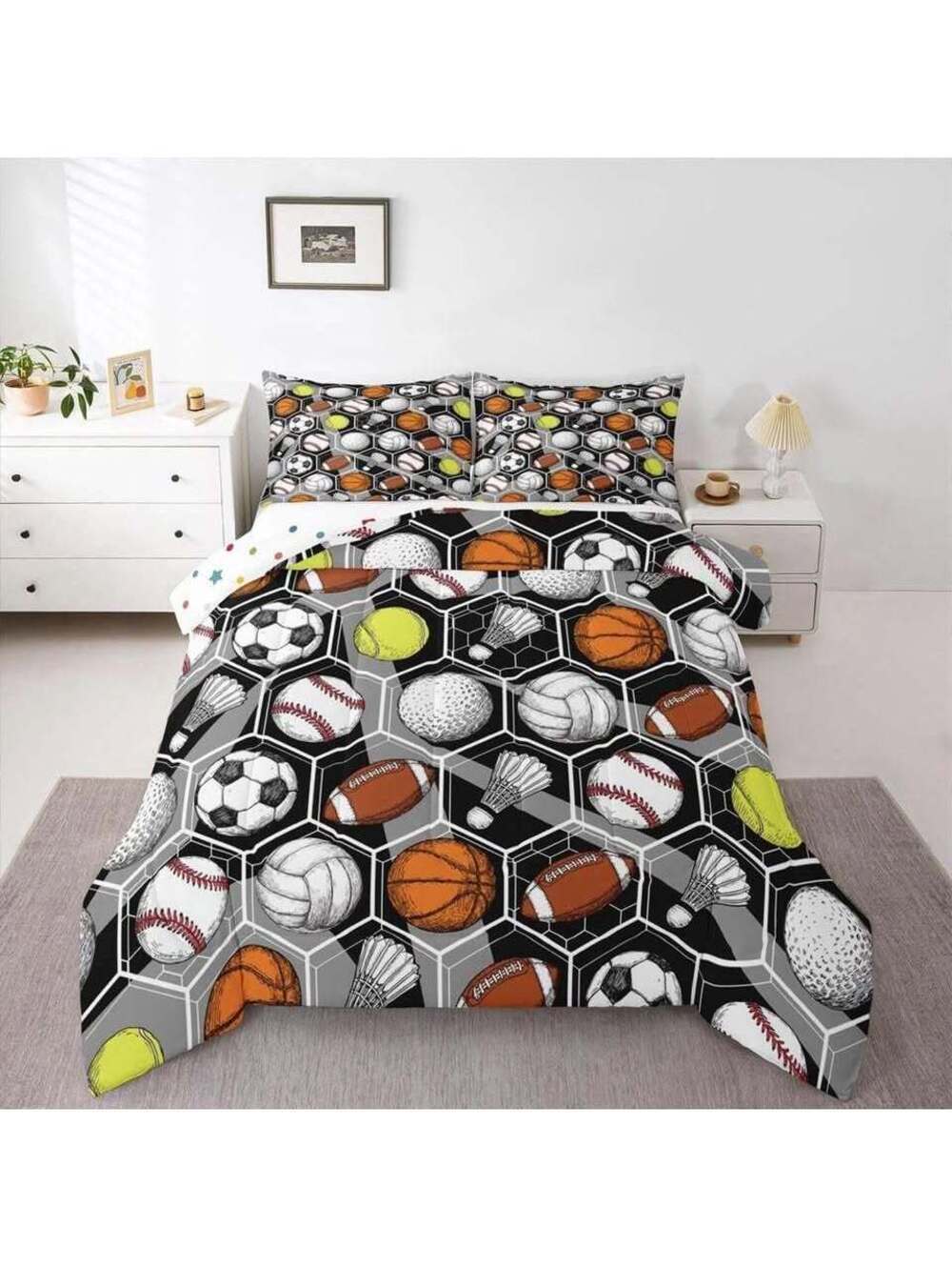 Full Size Sports Comforter Set, 2 Pillowcases - Brand New/Sealed!